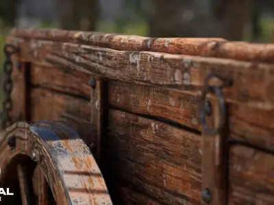 Old Wooden Wagon Low-poly 3D model