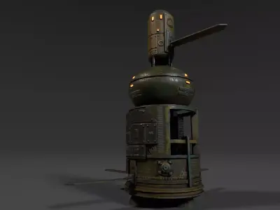 Sci Fi Satellite Low-poly 3D model 2