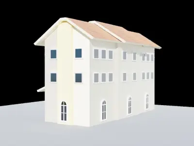Townhouse house Low-poly 3D model