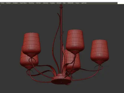 Flora 5 Arm Chandelier Low-poly 3D model