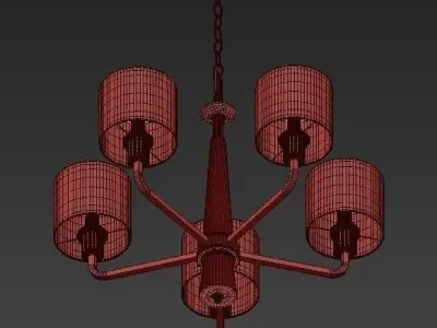 Palacio Collection 5  Light Vintage Gold Chandelier with Shade 3D model