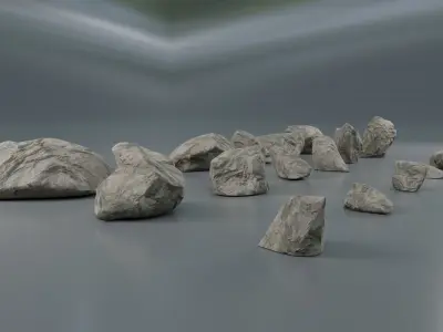 Rocks set 2 in row Low-poly 3D model