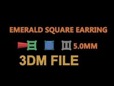 SQUARE EMERALD CUT 4 PRONG SOLITAIRE EARRING 5MM 3D print model