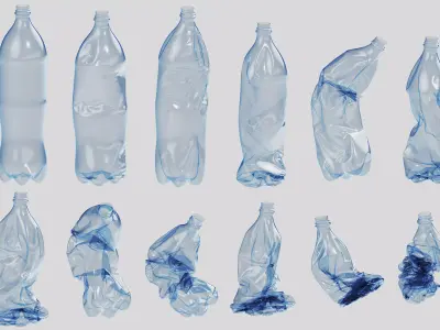 Crushed Plastic Bottle v4 3D model