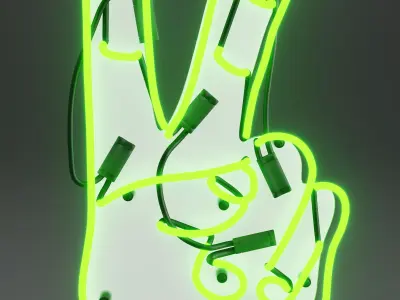 Neon Victory and Peace Wall Sign 3D model