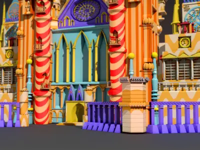 Cartoon cartoon castle park castle building model 3D model