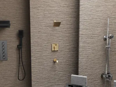 Bathroom Fixture Collection 15-Piece 3D model