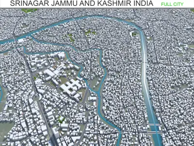 Srinagar Jammu and Kashmir India 30km AI Low-poly 3D model