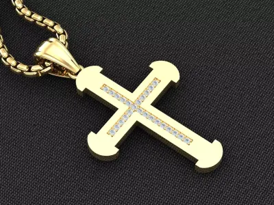 High Cross Pendant Light Gold 18K 3CP084 3D model