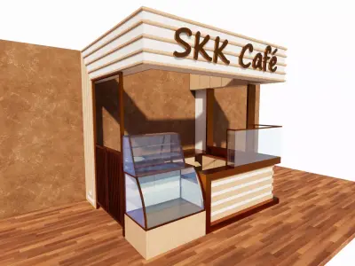 Modern Modular Coffee Kiosk 3D model