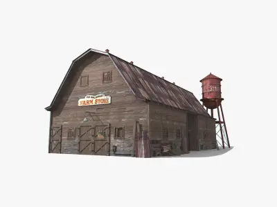 Old Barns Collection Low-poly 3D model