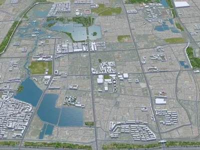 Kaifeng Henan China 40km Low-poly 3D model