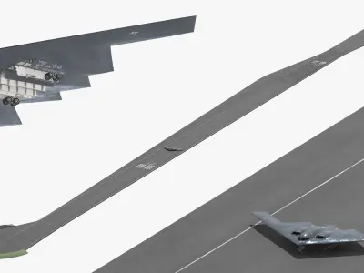  Bomber Jet B 2 Spirit Landing Animated Rigged 