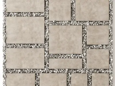 Paving tile square pebble n2 3D model