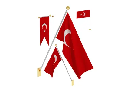 Flags of Turkey 3D model