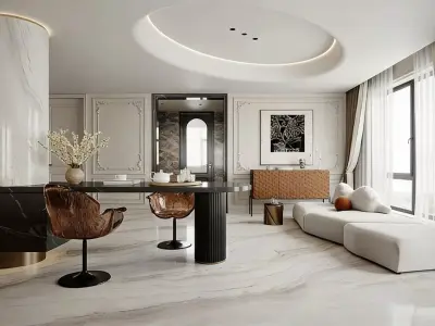 Light luxury style living room 3D model