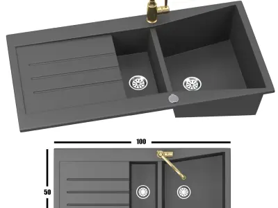 Sink with faucet schock 3D model
