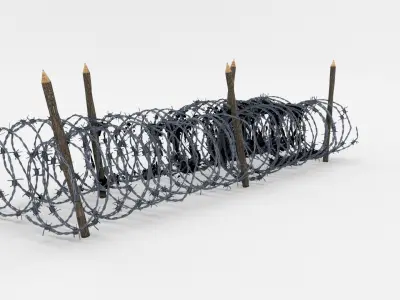Low Poly Barb Wire Obstacle Low-poly 3D model