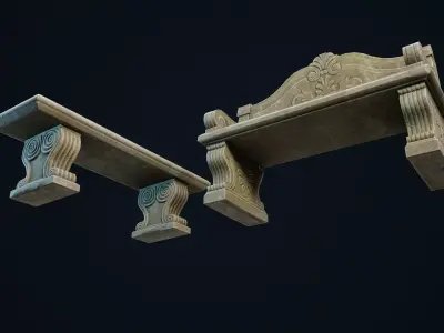 Garden Bench Low-poly 3D model