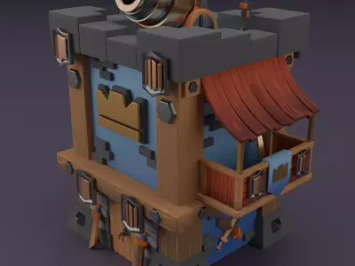 Clash of Clans Inspired Defense Tower High-Quality 3D Model 3D model