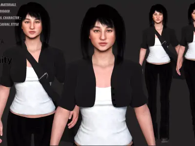 AAA 3D REALISTIC YOUNG GIRL CHARACTER - SCHOOL CASUAL OUTFIT 2 Low-poly 3D model