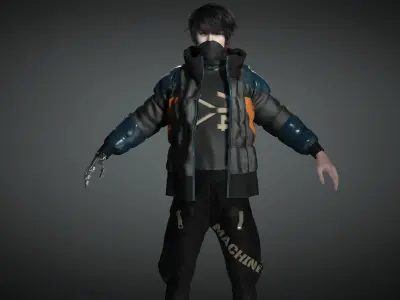 AAA Cyber Punk Male Character 02 Low-poly 3D model