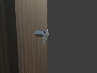 Hanger door handle on wooden door Free 3D model