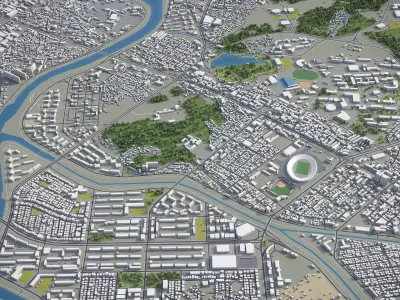 Jeonju Low-poly 3D model