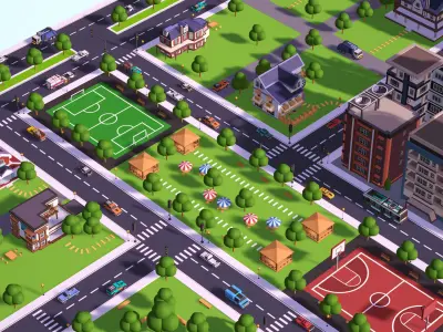 POLYPACK - Low Poly City Pack Low-poly 3D model