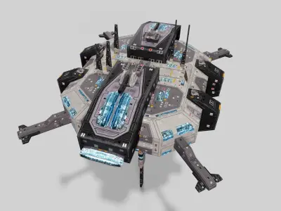 Sci-fi space dock Low-poly 3D model