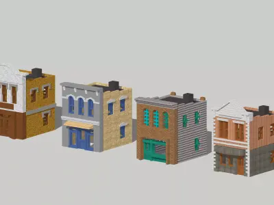 Classic Shop Store Building Set by Outland Models Low-poly 3D model