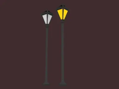Lampost two street lamps Low-poly 3D model