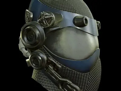 Helmet sci fi 4 texture options low and high poly Low-poly 3D model