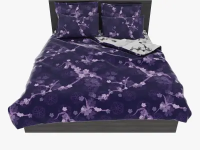 Bed 3d with bedding 3D model