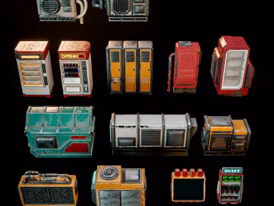 SCIFI CYBERPUNK FUTURISTIC PROP KIT Low-poly 3D model