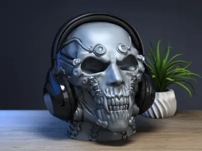 Robot skull human Headphone Stand 3D print model