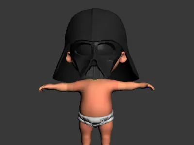 Darth Vader baby cartoon rigged 3D model