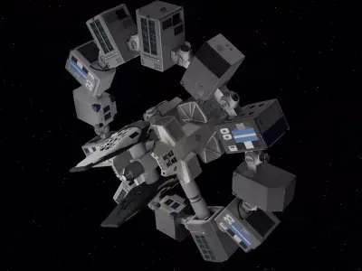 Interstellar Spaceship 3D Model High Quality Sci-Fi Spaceship Low-poly 3D model