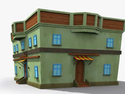 Cartoon House w Low-poly 3D model