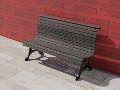 Wooden Bench Low-poly 3D model