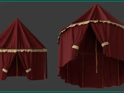 3 camp and tent Low-poly 3D model