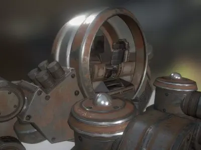 Futuristic Terrain Walker Rusty Version Rigged and Animated Low-poly 3D model