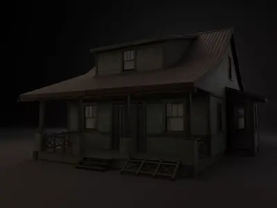 American House for game projects Low-poly 3D model