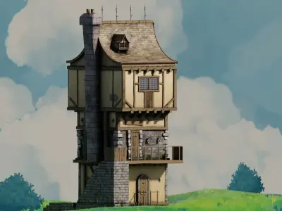 fantasy Stylized Medieval House b7 3D model