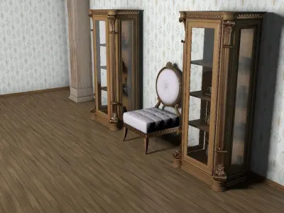 wooden Storage with glass doors 3D model