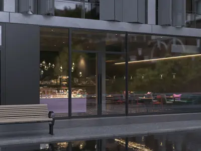 Interior Scene 02 - Cafe 3D model