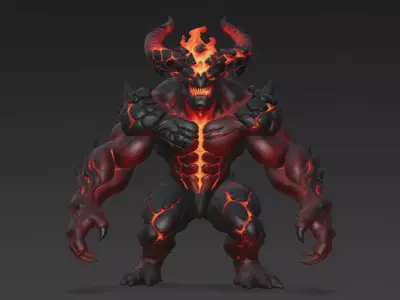 Lava Horned Monster 3D Model Variant 3D model