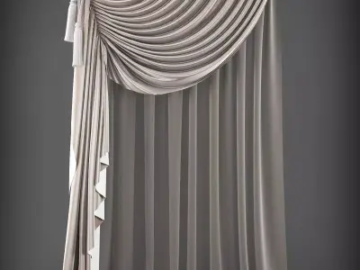 Curtains curtain draped on wall Low-poly 3D model