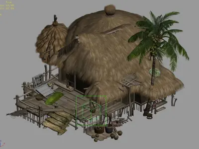 Thatched House-Village Head-Leader Home 3D model