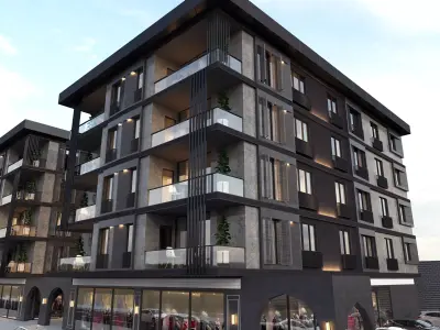 BUILDING apartment with parking lot 3D model
